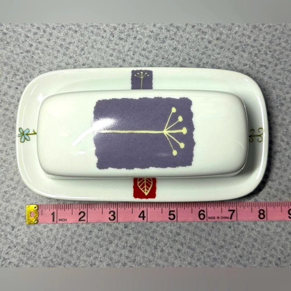 Vintage Ceramic BIA Cordon Bleu Covered Stick Butter Dish in Lavender Floral